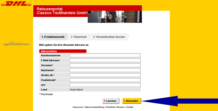 Geben Sie Ihre Adresse ein