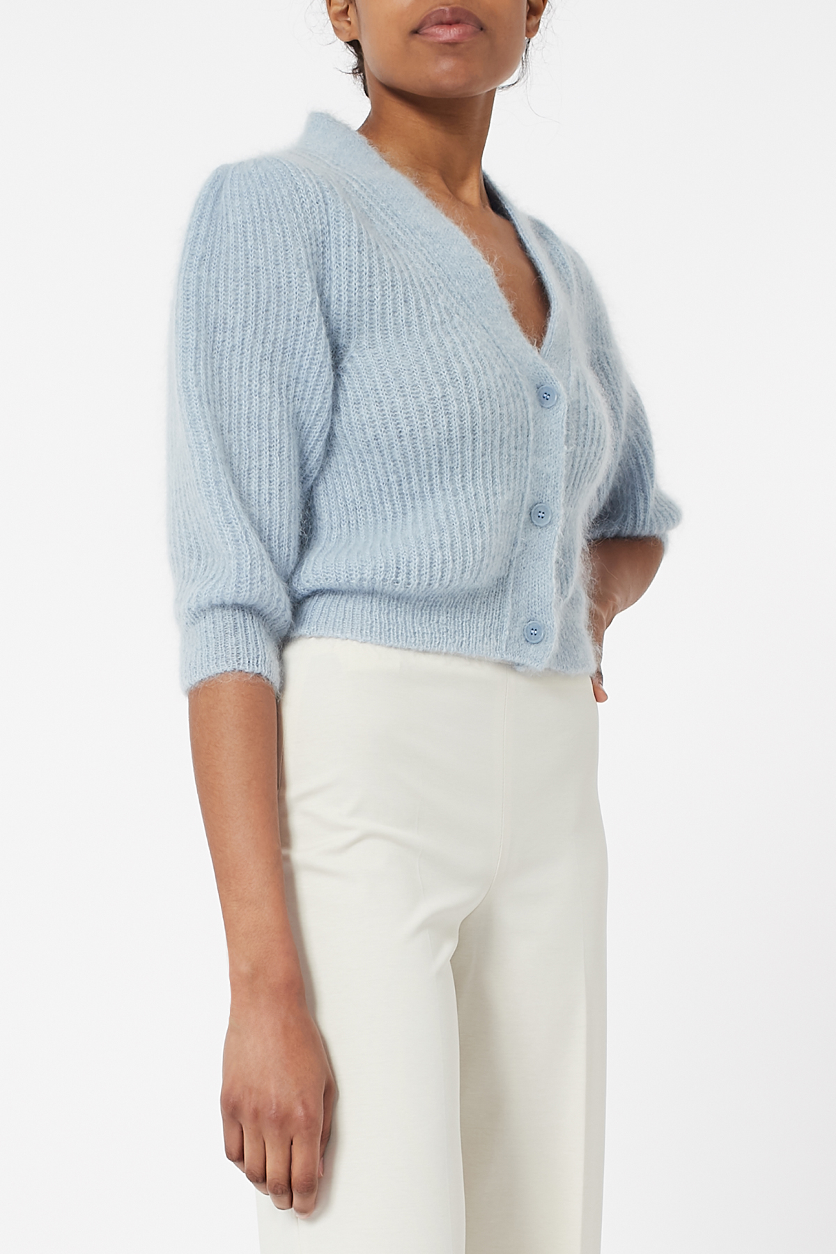 Cropped Cardigan mit Mohair