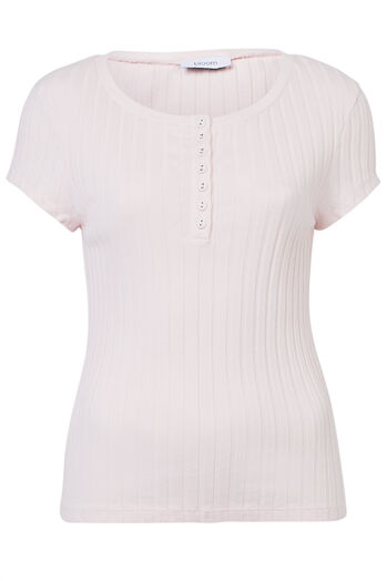 Cotton T-Shirt with Rib Structure 
