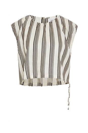 Cropped Striped Top with Linen