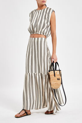 Gestreiftes Crop-Top mit Leinen