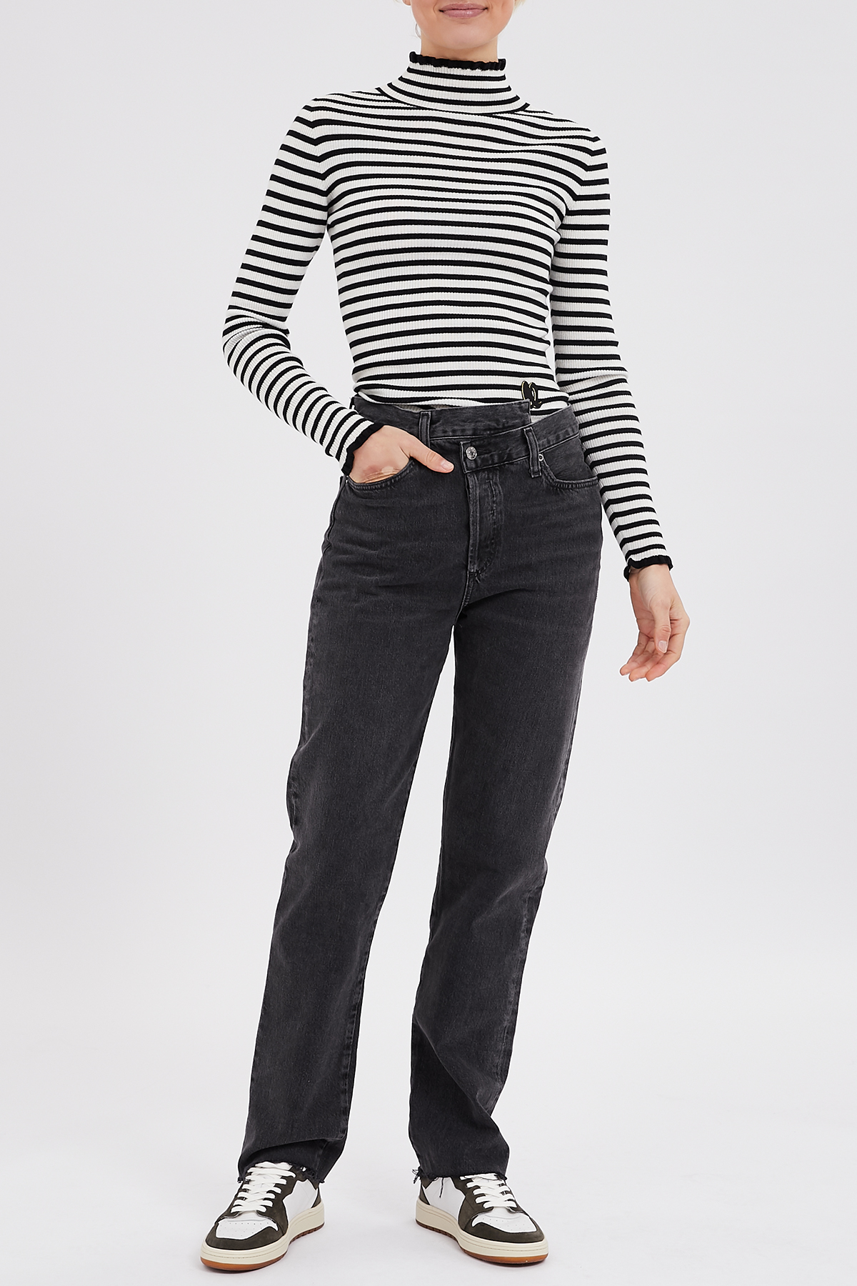 High Rise Criss Cross Straight Jeans