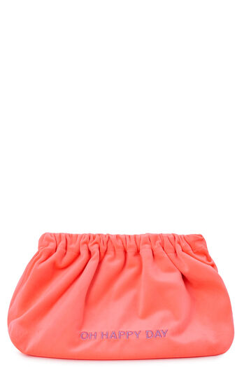 Samt-Clutch Neon Orange