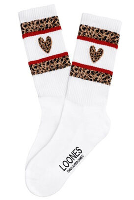 Tennissocken mit Leoprint und Streifen 