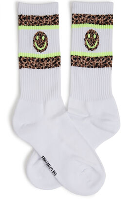 Tennissocken mit Leoprint und Smiley