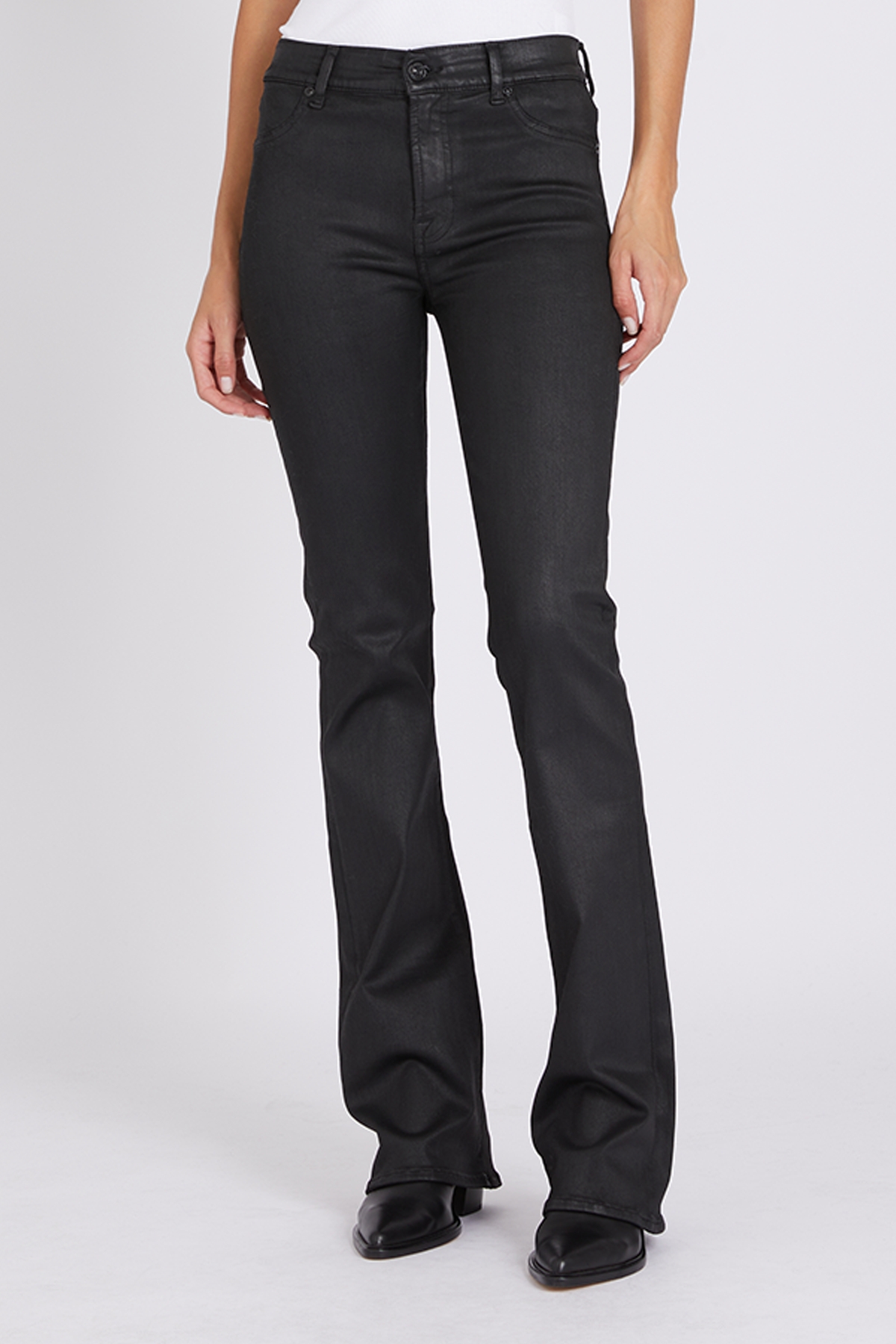 Mid Rise Coated Bootcut Jeans 