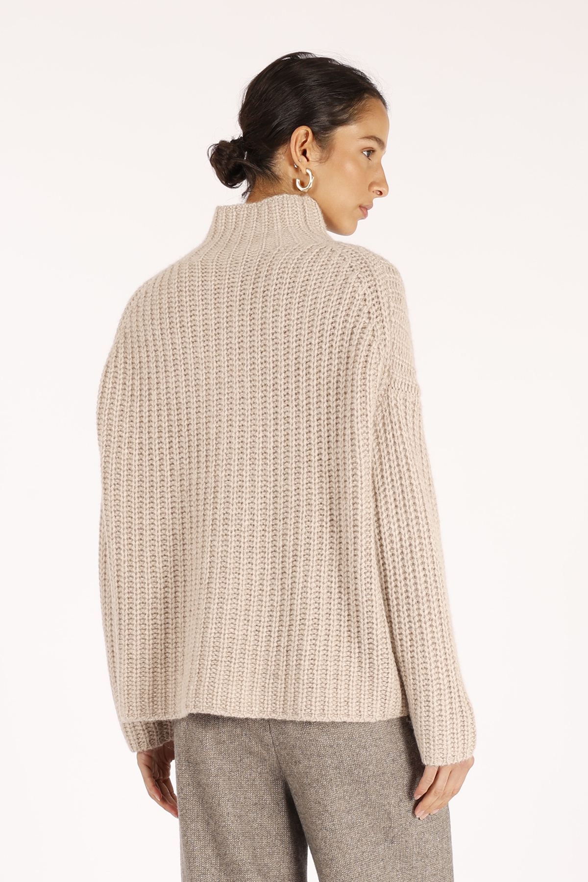 Alpaca Tweed Knit Round Neck Jumper