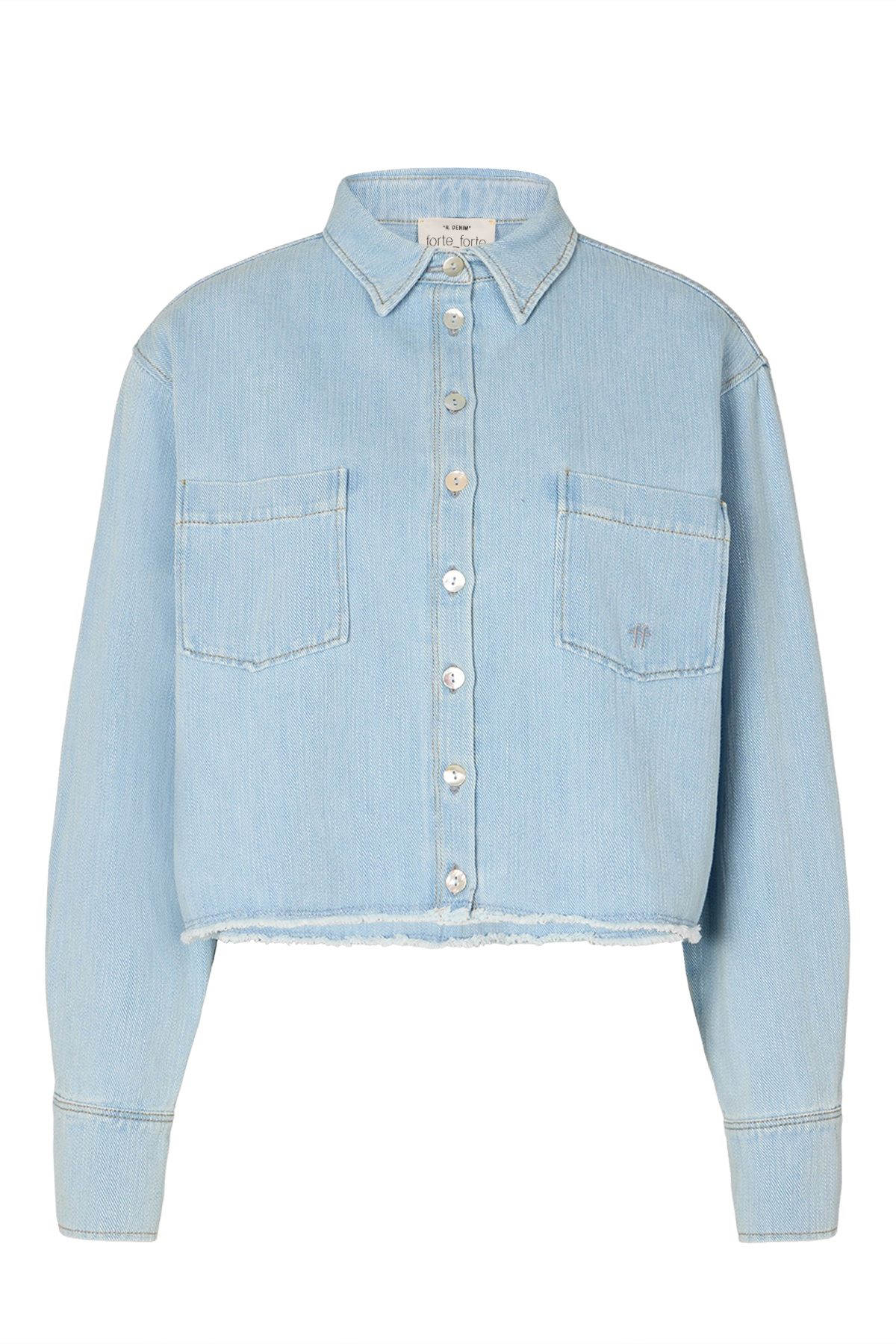 Jeansbluse mit ausgefranstem Saum