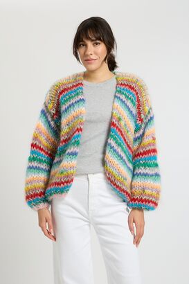 Handgestrickter Cardigan mit Kid Mohair