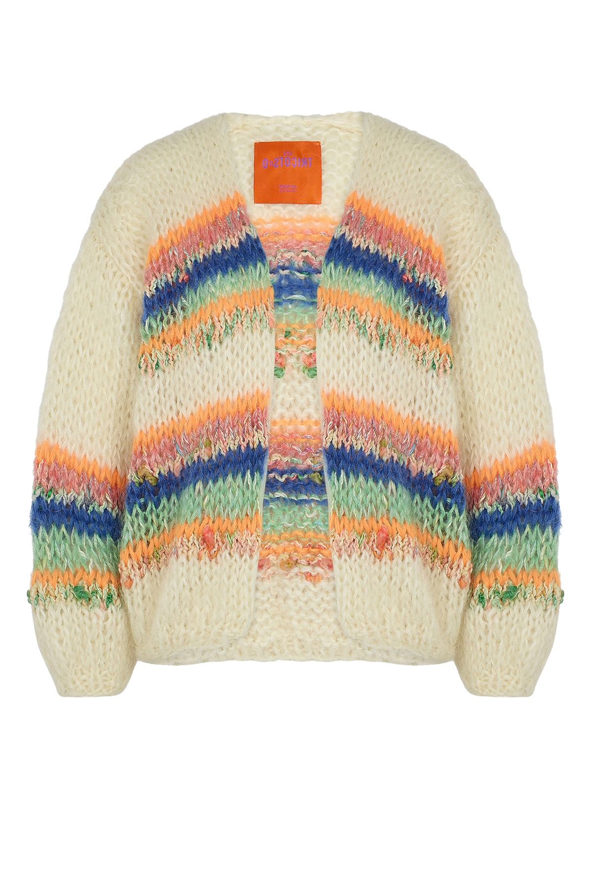 Handgestrickter Cardigan mit Kid Mohair
