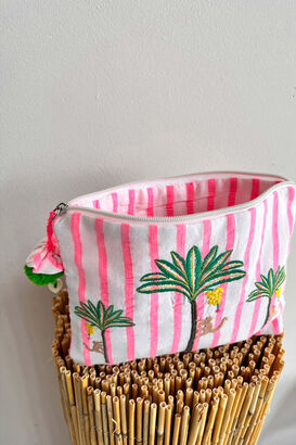 Kosmetiktasche Ortiga Pink Stripes Monkey