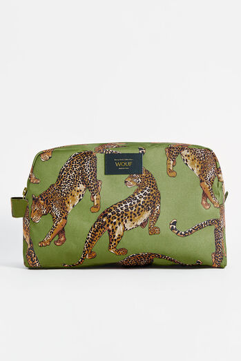 Kosmetiktasche Large Olive Leopard