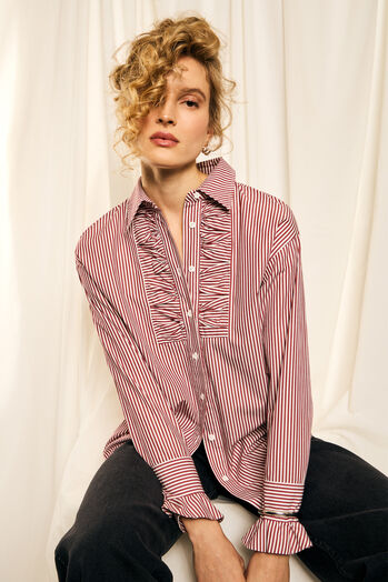 Bluse mit Rüschen aus Baumwolle