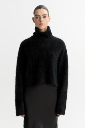 Brushed Cashmere Turtleneck Pullover  