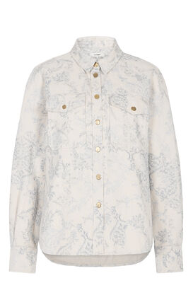 Jeansbluse mit floralem Print 
