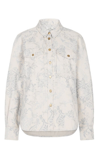 Jeansbluse mit floralem Print 
