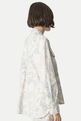 Jeansbluse mit floralem Print 