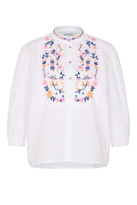 Bestickte Bluse mit Plastron 
