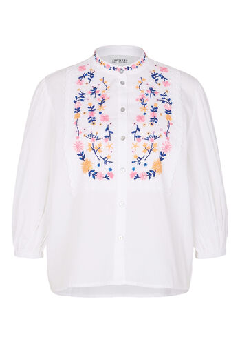 Bestickte Bluse mit Plastron 