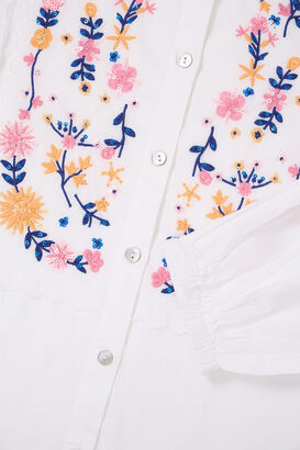 Bestickte Bluse mit Plastron 