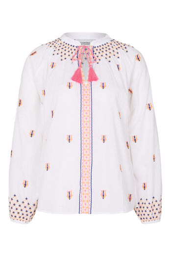 Bluse aus Baumwolle mit Stickerei