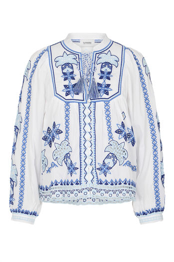 Bluse mit Hohlsaum Stickerei