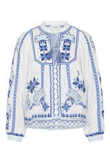 Bluse mit Hohlsaum Stickerei