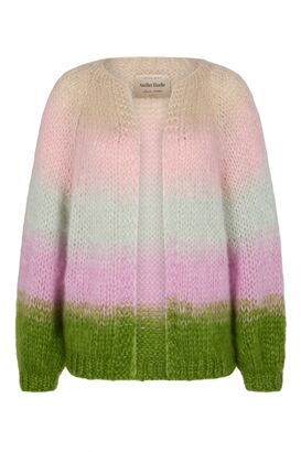 Handstrick-Cardigan Paulette mit Super Kid Mohair