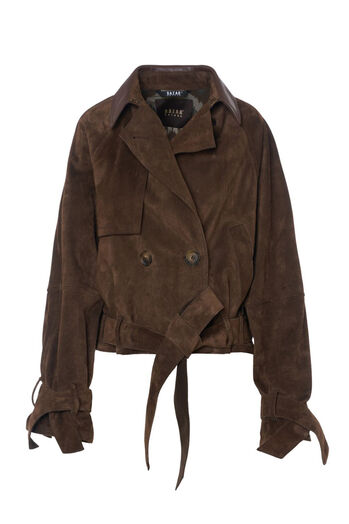 Veloursleder Trenchjacke