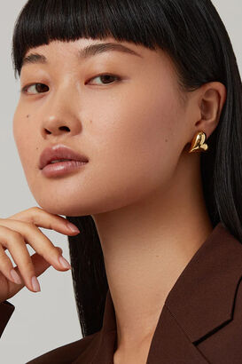 Ohrring Art Heart Button Gold