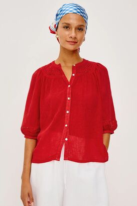 Bluse Theia mit Leinen
