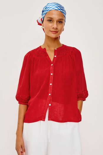 Bluse Theia mit Leinen