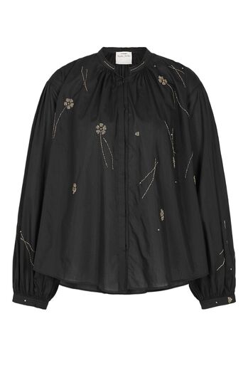 Bluse mit Perlenapplikationen 