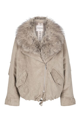 Jacke aus Velours mit Fake Fur