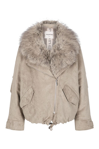 Jacke aus Velours mit Fake Fur