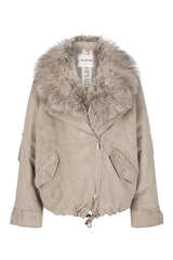 Jacke aus Velours mit Fake Fur