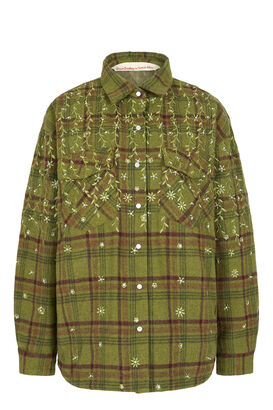 Oversize Hemdjacke mit Stickerei