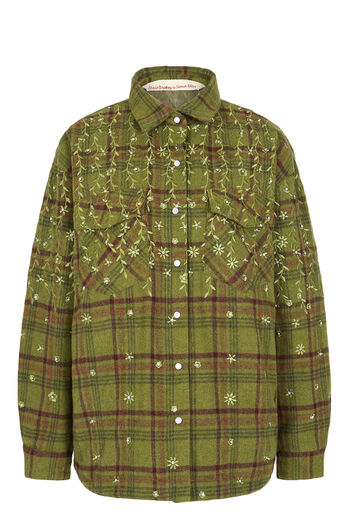Oversize Hemdjacke mit Stickerei