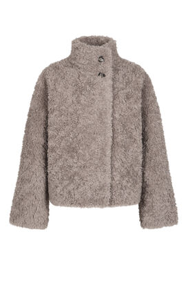 Fake Fur Jacke mit Stehkragen 