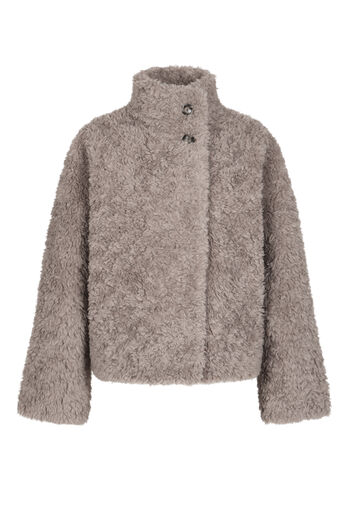 Fake Fur Jacke mit Stehkragen 