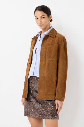 Velours-Lederjacke Overshirt