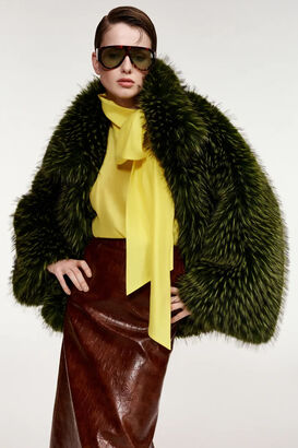 Faux Fur Jacke Kastanje